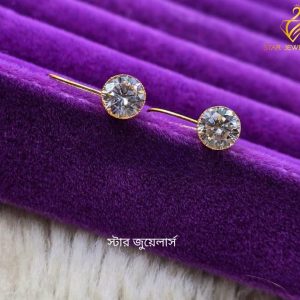 Solid 18K Gold Diamond Type-C Stone Earrings