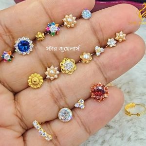 Solid 18K Hallmarked Gold Nose Pin & Ear Tops – Premium Multi Design Collection