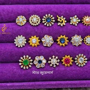 Solid 18K Hallmarked Gold – Premium Ear Tops &  big Nose Pin Collection